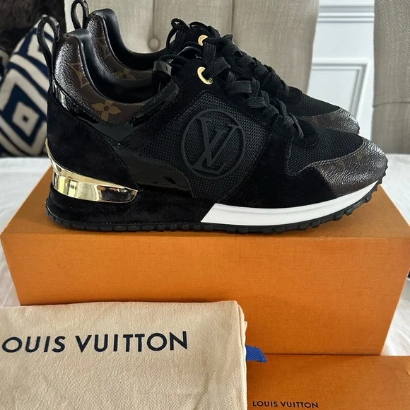 Louis Vuitton Black Suede & Monogram Low-Top Sneakers with Gold Accent - Picture 16 of 16